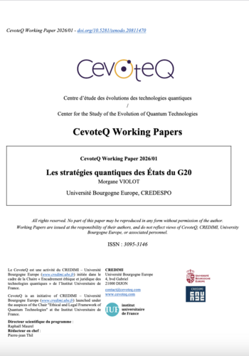 Photo de l'article : M. VIOLOT, Les stratégies quantiques des États du G20, CevoteQ Working Paper 2026/01