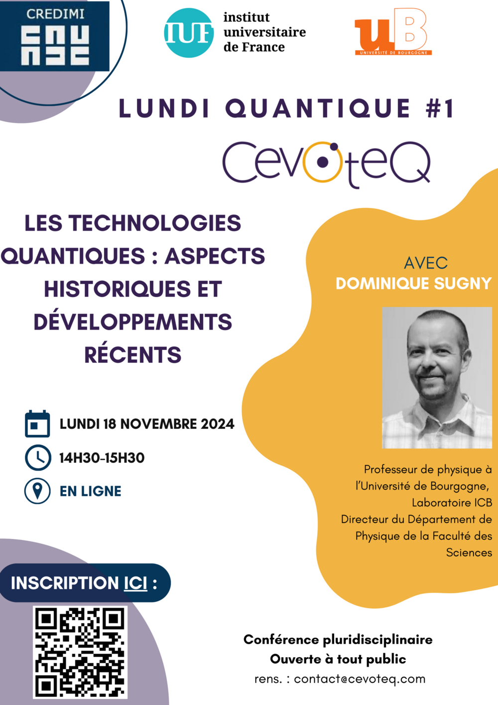 Photo de l'article : Lundi Quantique #1 avec Dominique Sugny, Professeur de physique à l'Université de Bourgogne, Laboratoire ICB – « Les technologies quantiques : aspects historiques et développements récents »