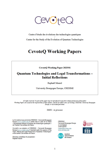 Photo de l'article : R. MAUREL, Quantum Technologies and Legal Transformations – Initial Reflections, CevoteQ Working Paper 2025/01